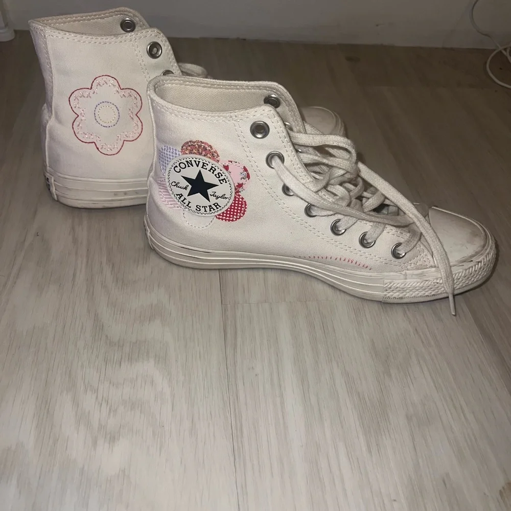 Converse White Floral Canvas High-Top Sneakers